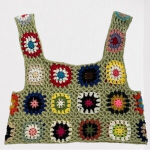 Hand Crocheted Cropped Tank From A Laguna Beach Boutique. Size S/M